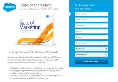 Biểu mẫu đăng ký chuyên sâu của Salesforce giúp thu thập thông tin khách hàng tiềm năng cho email marketing.