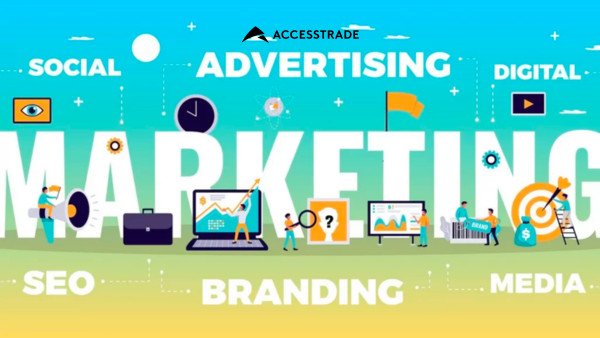 Biểu tượng các công cụ marketing số đa dạng và hiện đại