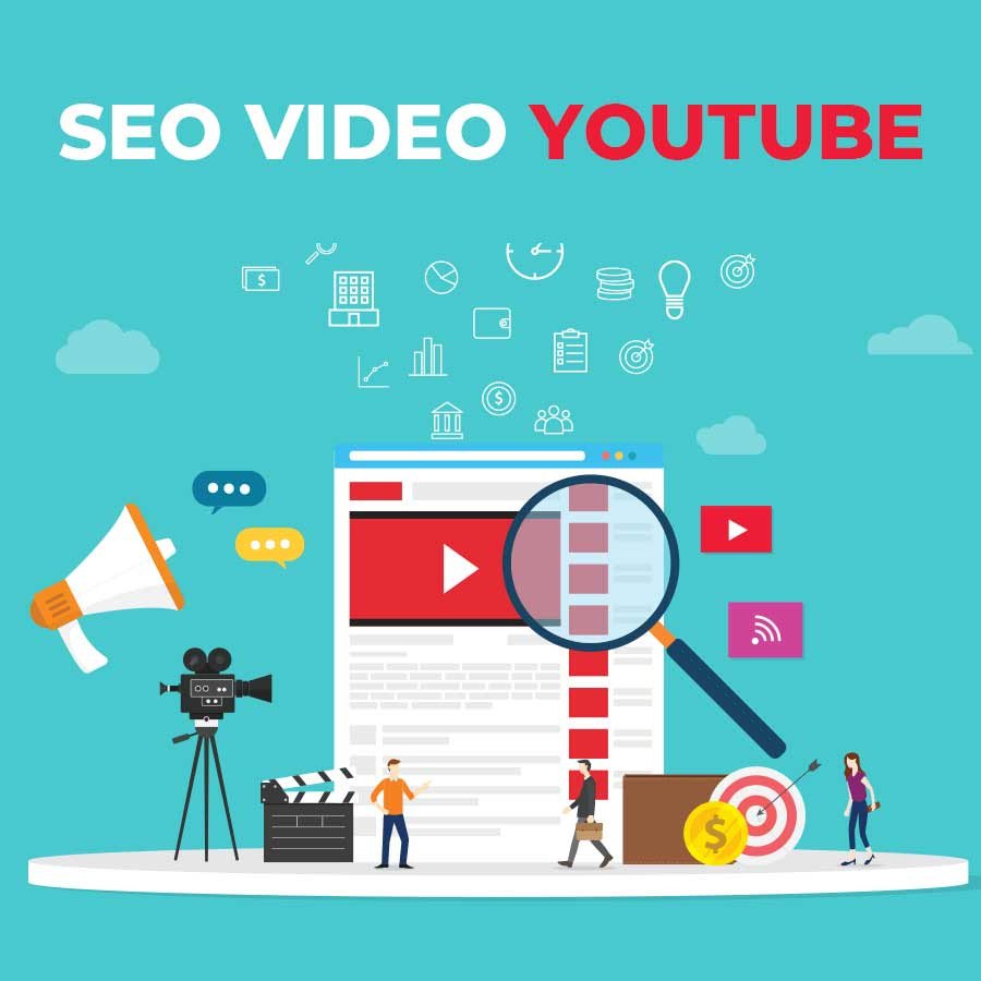 Biểu tượng SEO YouTube thể hiện tối ưu nội dung video
