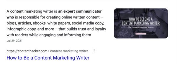 Cách giành Featured Snippets cho từ khóa "marketing content writer"