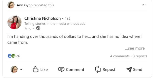 Christina Nicholson LinkedIn Aggregator Example