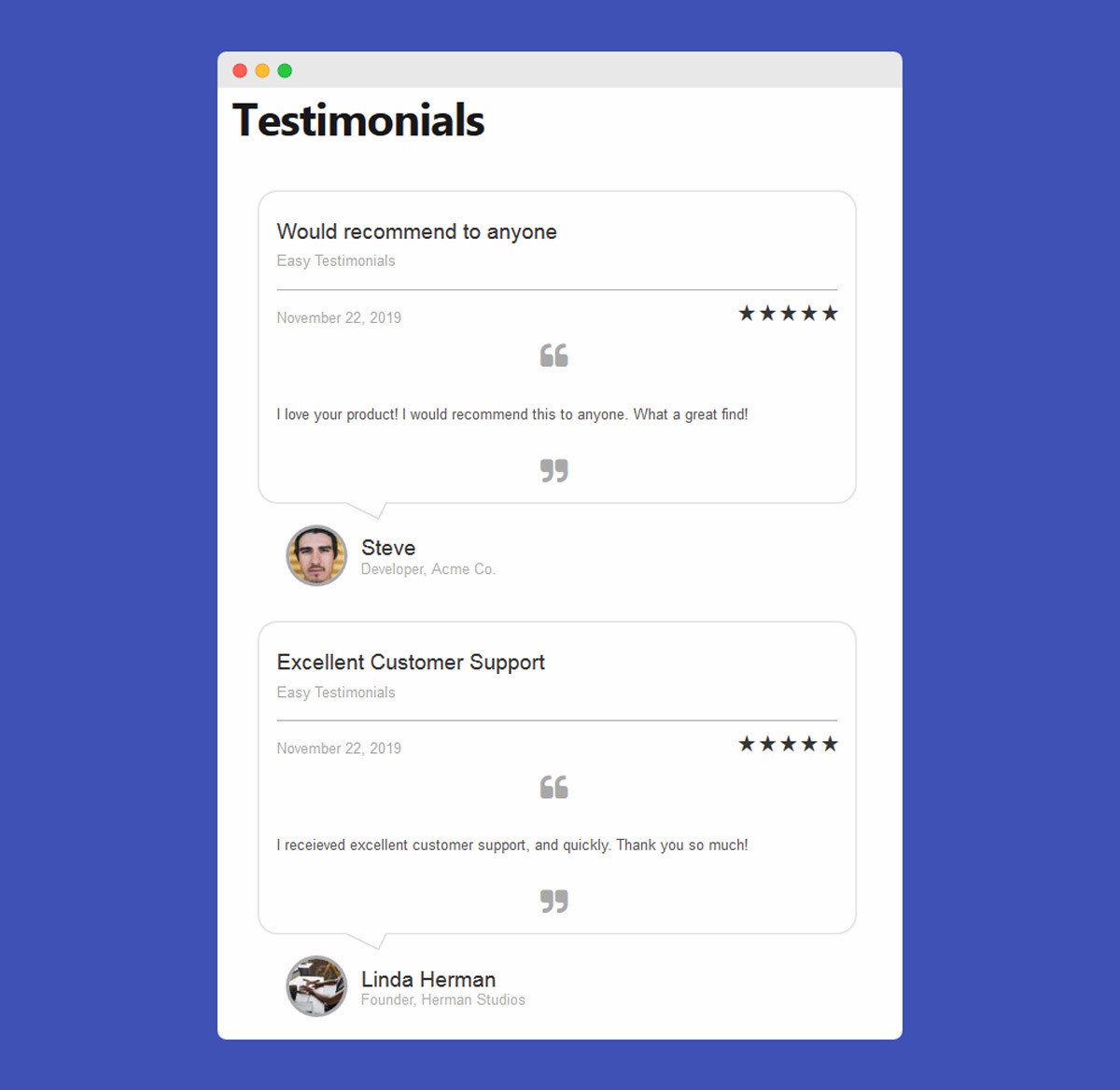 Công cụ Easy Testimonials Pro hỗ trợ quản lý lời chứng thực khách hàng