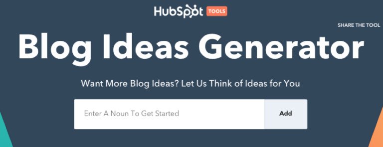 Giao diện HubSpot Blog Topic Generator, giúp tạo ý tưởng bài viết từ các từ khóa