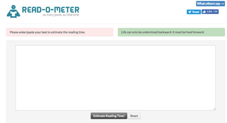 Giao diện Read-O-Meter ước tính thời gian đọc bài viết, hỗ trợ cải thiện kỹ năng viết lách