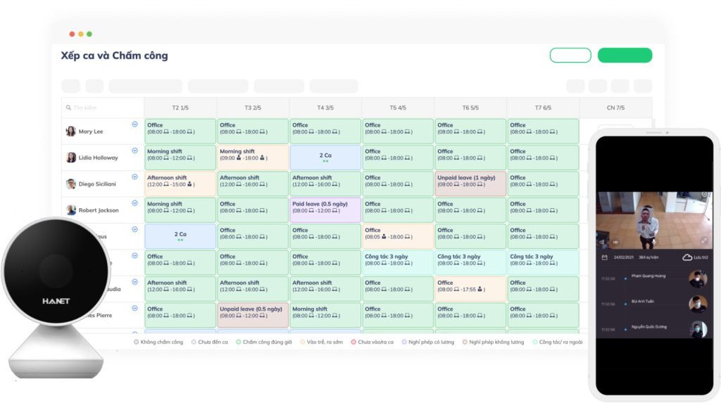 Hệ thống chấm công Tanca quản lý ca làm và tính lương tự động
