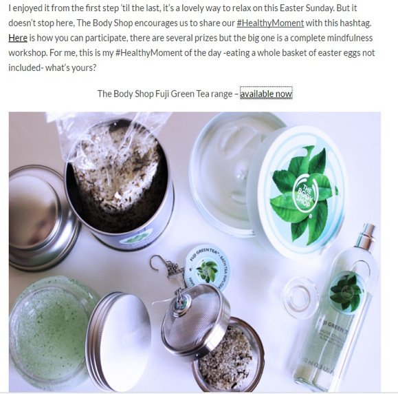 Hình ảnh quảng bá cuộc thi #HealthyMoment của The Body Shop trên Instagram