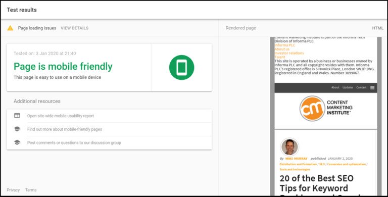 Kiểm tra tính thân thiện với di động của website trên Google Search Console để khắc phục lỗi content marketing.