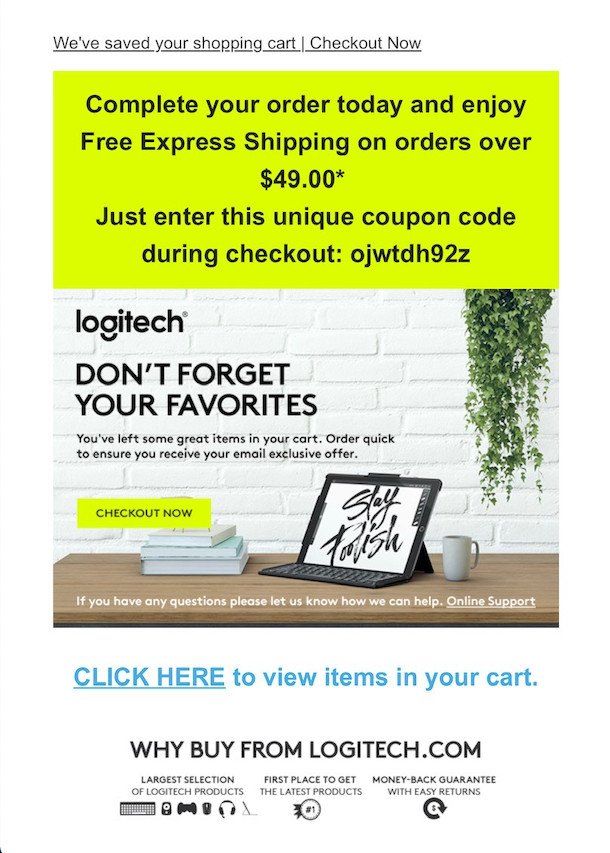 logitech_Abandoned_Cart_Email