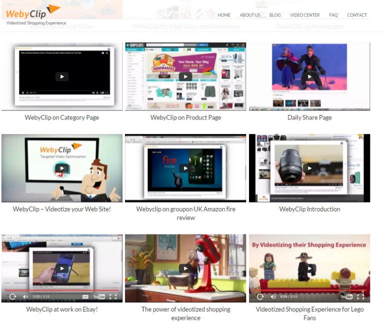 Màn hình WebyClip hiển thị video với các sản phẩm được gắn thẻ tương tác, cho phép người dùng nhấp để mua sắm.
