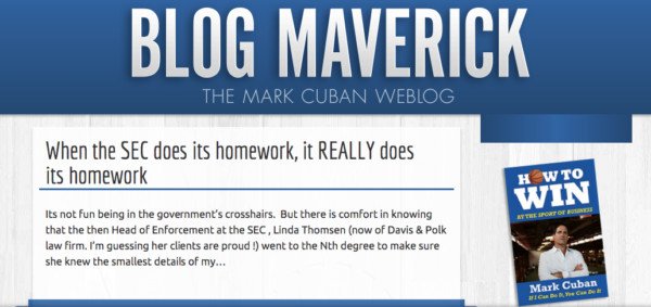 Mark Cuban's Blog Maverick là minh chứng cho việc chất lượng nội dung quan trọng hơn tần suất đăng bài.