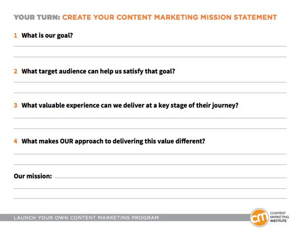 Mẫu phác thảo tuyên bố sứ mệnh Content Marketing doanh nghiệp