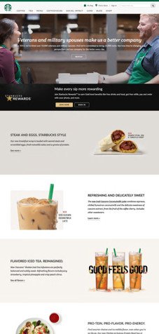 Trang chủ Starbucks ví dụ cho kiểm toán nội dung