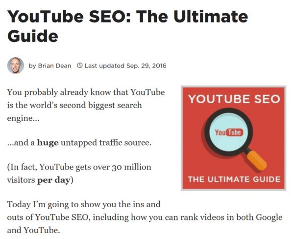 Bài viết gốc của Backlinko về SEO YouTube