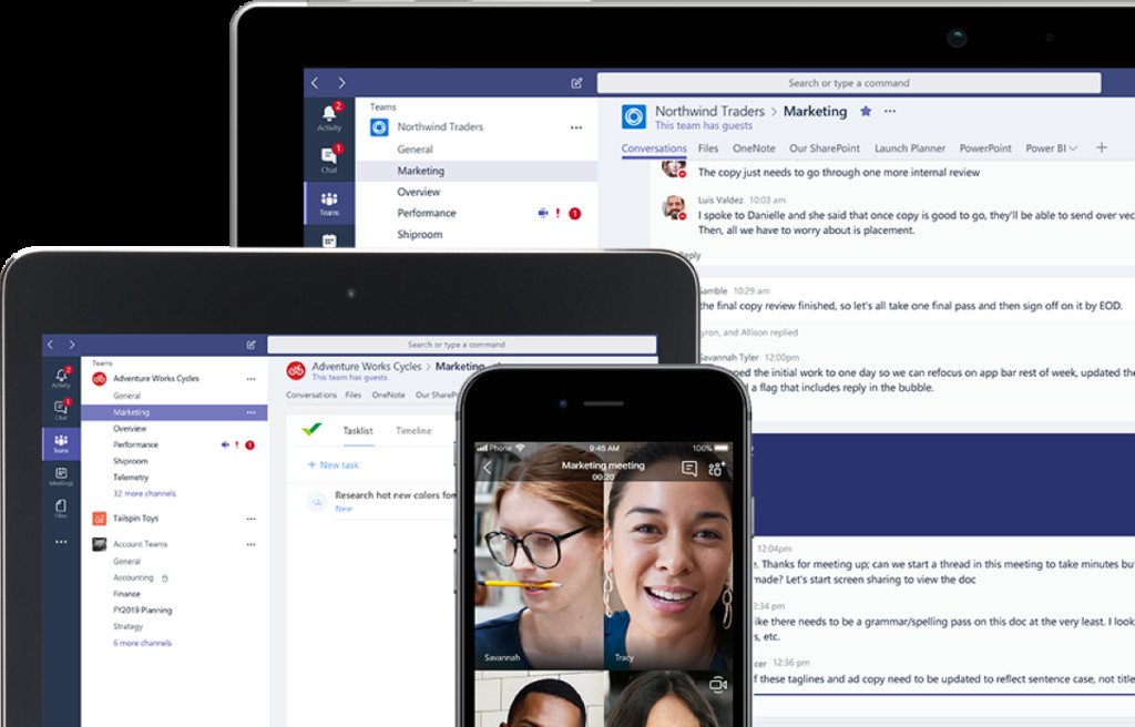 Biểu đồ minh họa tính năng bảo mật dữ liệu và đồng bộ hóa của Microsoft Teams, đảm bảo an toàn thông tin cho doanh nghiệp.