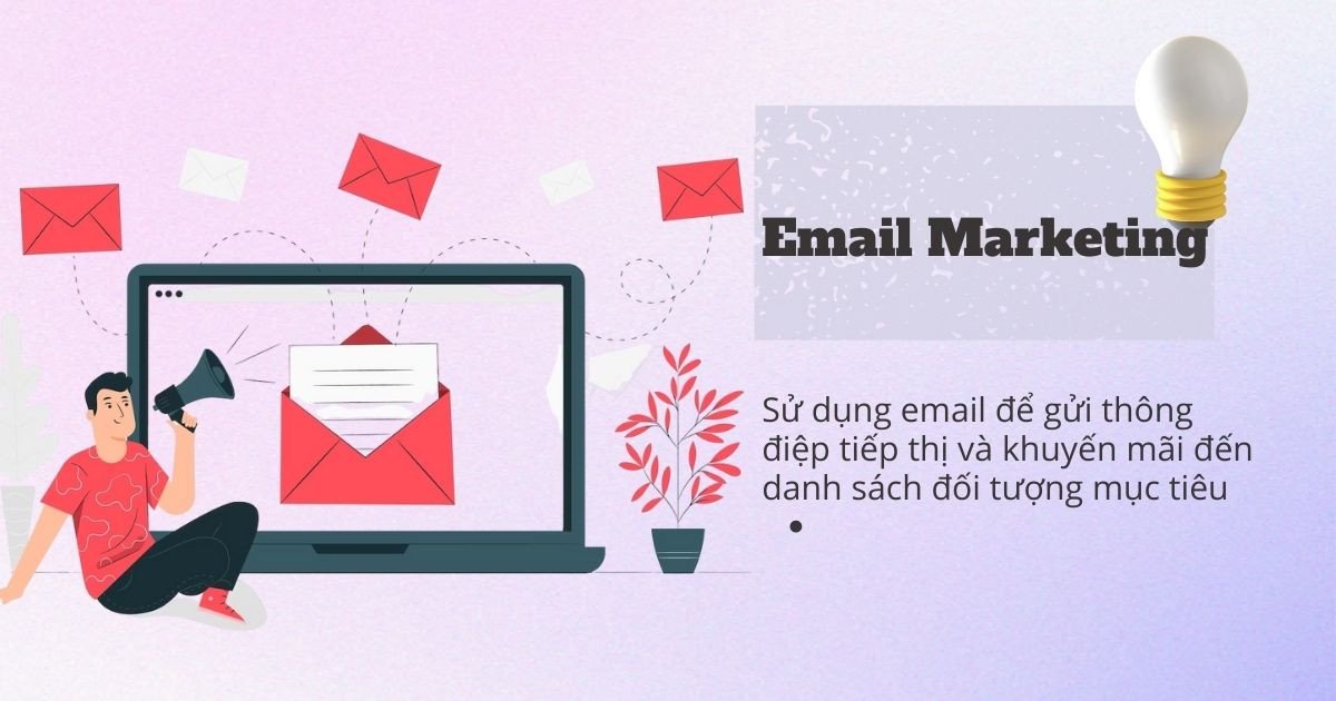 Biểu tượng Email Marketing, thể hiện việc gửi thông điệp tiếp thị và khuyến mãi qua email, là công cụ hiệu quả để duy trì mối quan hệ khách hàng.