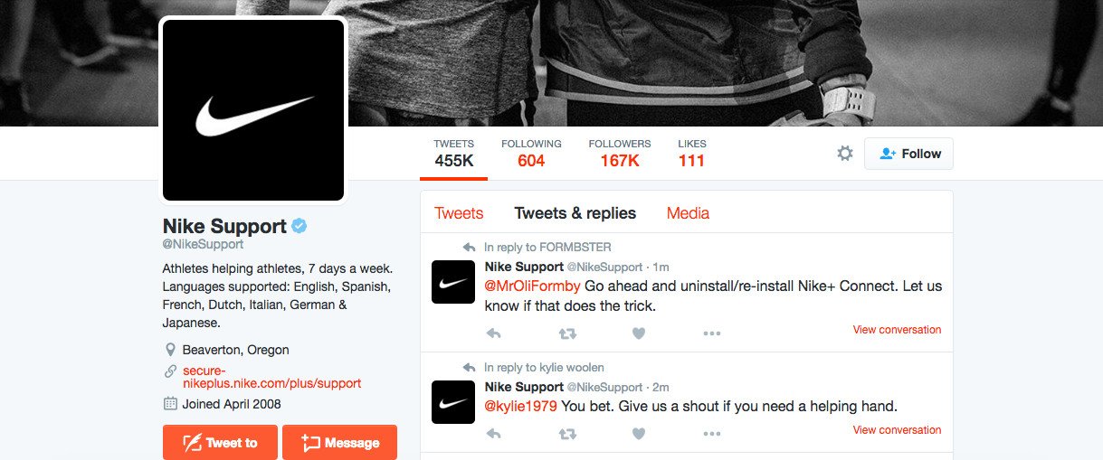 Biểu tượng Nike thể hiện thương hiệu dịch vụ khách hàng xuất sắc
