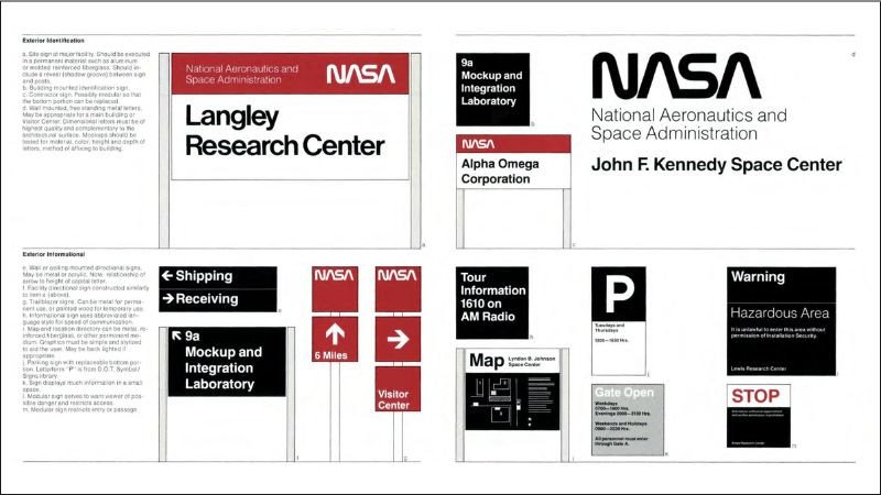 Brand Guidelines của NASA minh họa cách sử dụng chi tiết hình ảnh và biểu tượng thương hiệu.