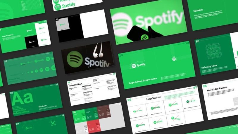 Brand Guidelines của Spotify minh họa cách hướng dẫn sử dụng logo một cách chi tiết và hiệu quả.