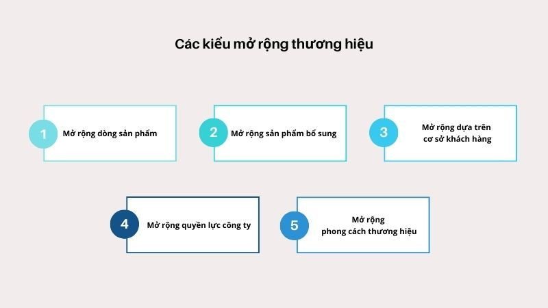 Các kiểu mở rộng thương hiệu phổ biến mà doanh nghiệp thường áp dụng