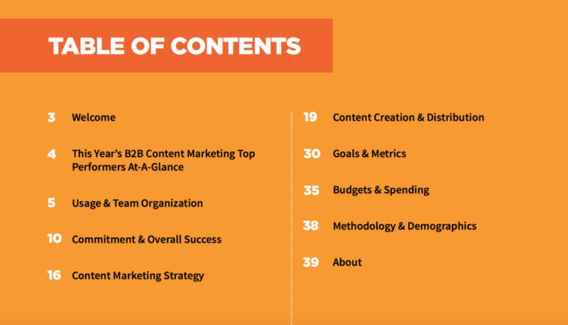 Cấu trúc báo cáo nghiên cứu Content Marketing Institute