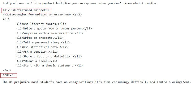 Cấu trúc HTML cho thẻ div bao quanh danh sách tối ưu hóa