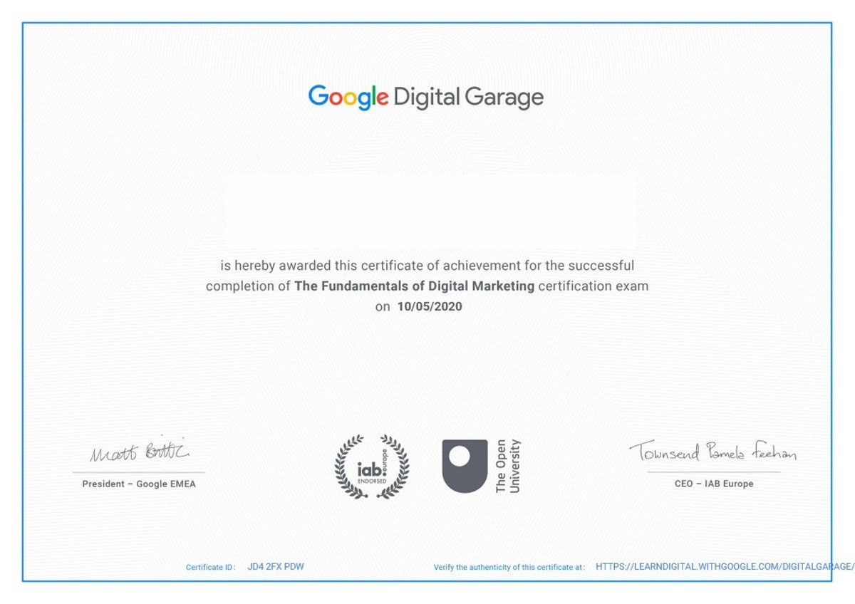 Chứng chỉ Google Digital Garage, khóa học Digital Marketing miễn phí và được đánh giá cao