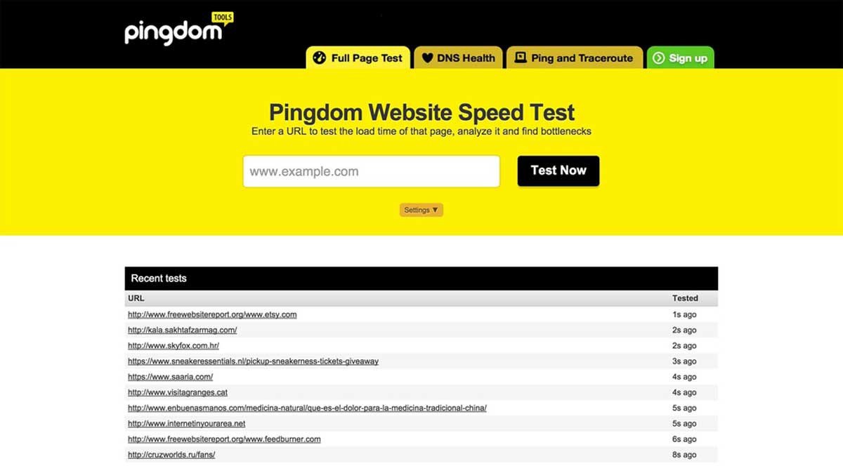 Công cụ Pingdom giúp đo lường và phân tích hiệu suất tải trang từ nhiều địa điểm khác nhau.