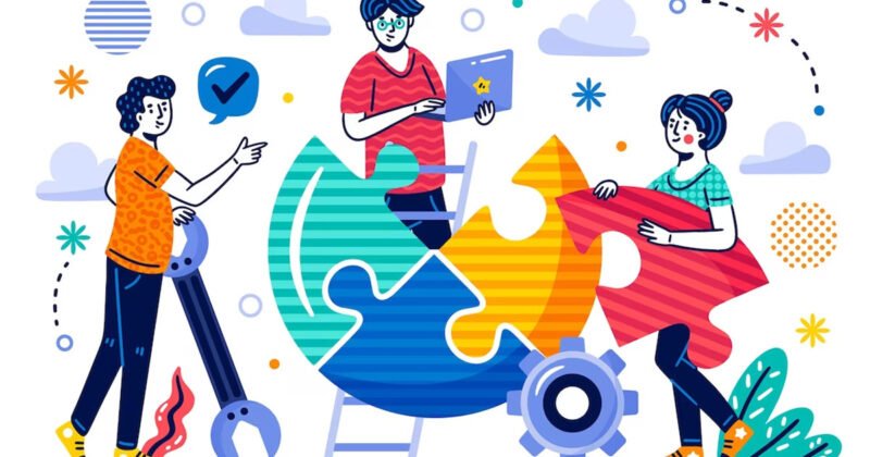 Định nghĩa kỹ năng quản lý đội nhóm, hình ảnh minh họa sự hợp tác của các thành viên
