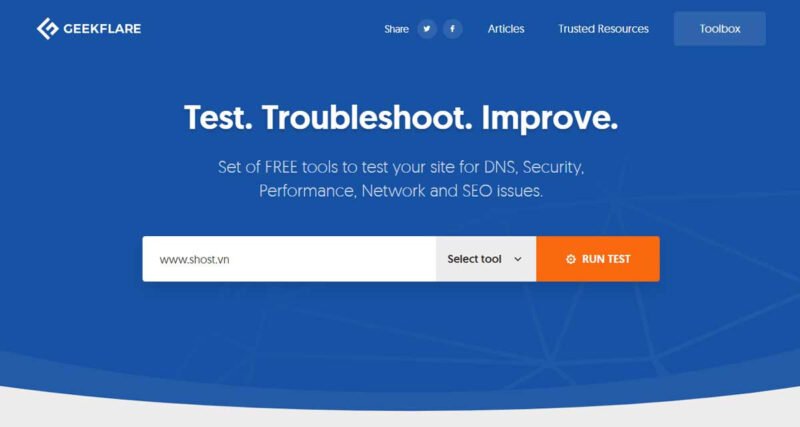 Giao diện công cụ Geek Flare hỗ trợ kiểm tra tốc độ website trên nhiều thiết bị.
