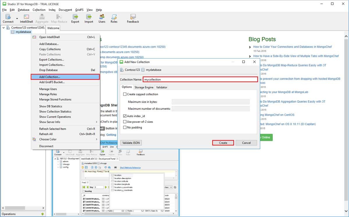 Giao diện Studio 3T, công cụ phát triển và quản lý database MongoDB