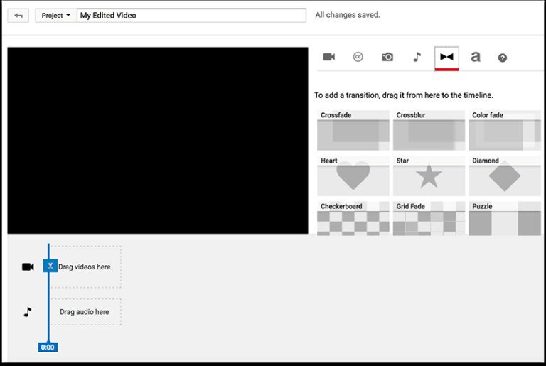 Giao diện trình chỉnh sửa video trực tuyến của YouTube, giúp người dùng dễ dàng biên tập video hướng dẫn