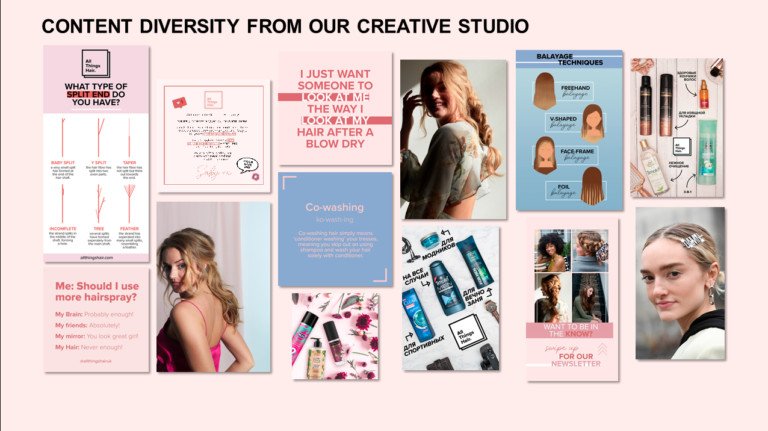 Giao diện website All Things Hair với các chủ đề về chăm sóc tóc