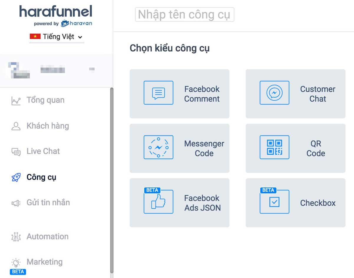 Harafunnel Chatbot tích hợp