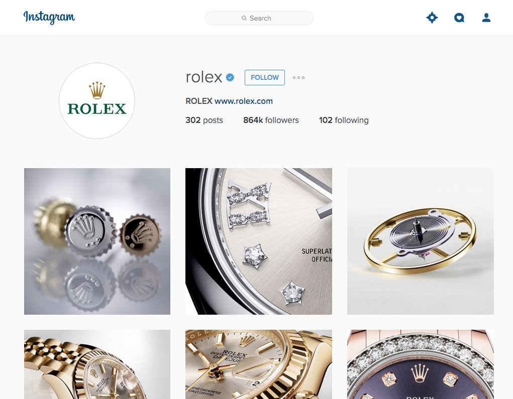 Hình ảnh đồng hồ Rolex sang trọng trên Instagram thể hiện chất lượng nội dung