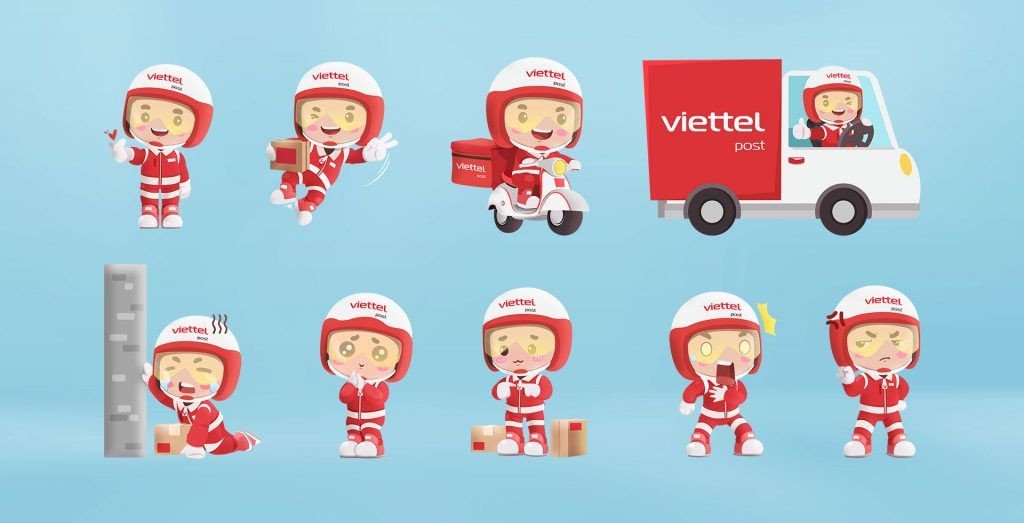 Hình ảnh linh vật Vipo tương tác trên các nền tảng số của Viettel Post