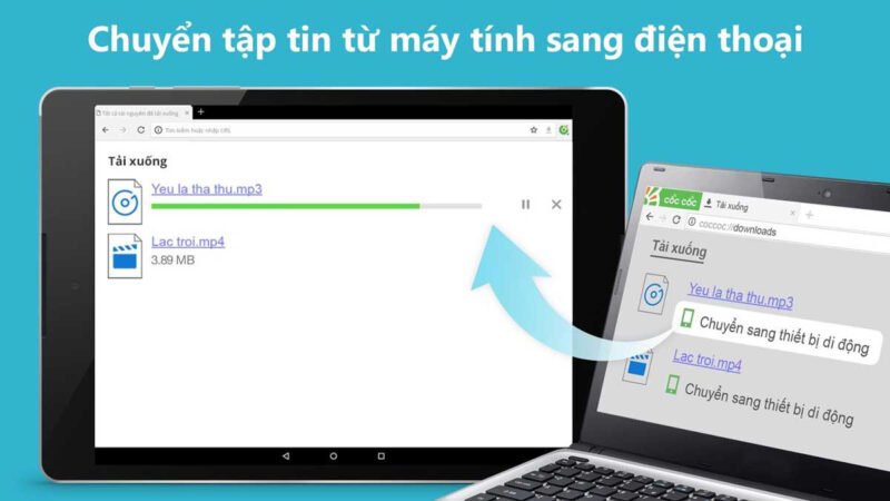 Hình ảnh minh họa tính năng chuyển file tiện lợi giữa các thiết bị trên trình duyệt Cốc Cốc, tối ưu trải nghiệm người dùng.