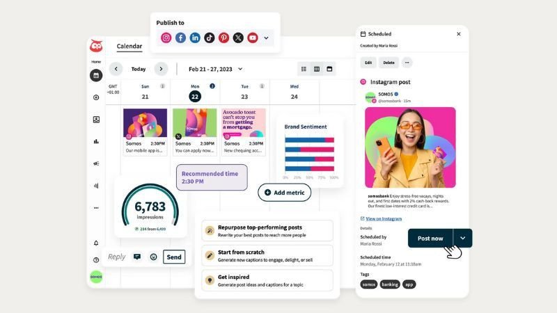 Hootsuite giúp quản lý và lên lịch bài đăng Facebook Marketing