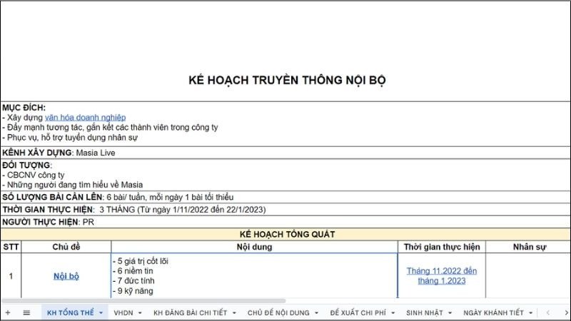 Kế hoạch truyền thông nội bộ gắn kết nhân viên