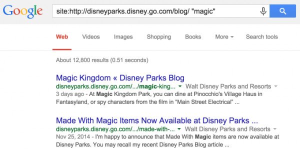 Kết quả tìm kiếm từ khóa "magic" trên blog Disney, cho thấy sự nhất quán và xuyên suốt của chủ đề "phép màu" trong content marketing của họ.