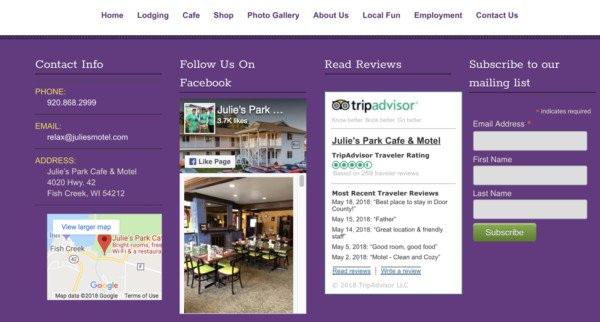 Khách sạn Julie’s Park Café &amp; Hotel sử dụng đánh giá TripAdvisor trên trang web của họ