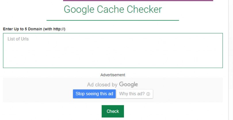Kiểm tra bộ nhớ đệm của Google cho website