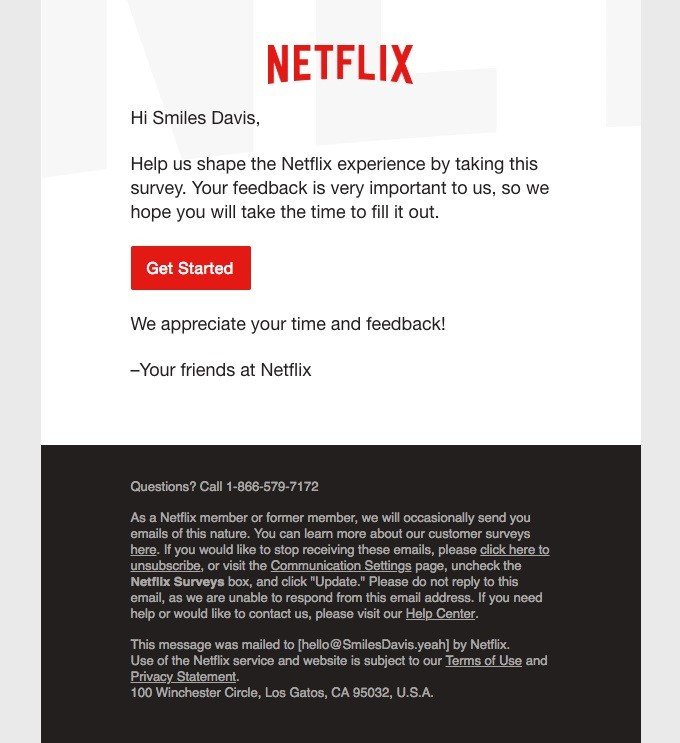 Landing page của Netflix là điểm đến an toàn thay vì đính kèm tệp tin trong email marketing