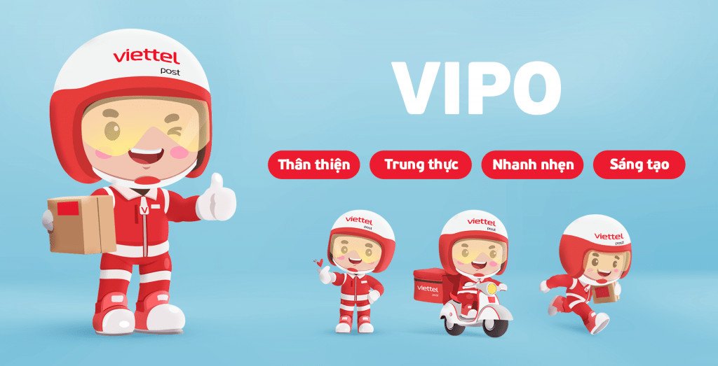 Linh vật Vipo thân thiện của Viettel Post trong trang phục bưu tá