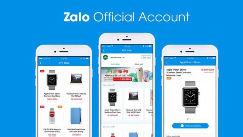 Màn hình điện thoại hiển thị giao diện Zalo Official Account cho doanh nghiệp