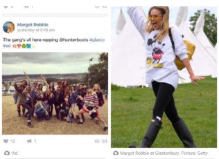 Margot Robbie tại Glastonbury và tranh cãi về việc tiết lộ quảng cáo trong marketing người ảnh hưởng