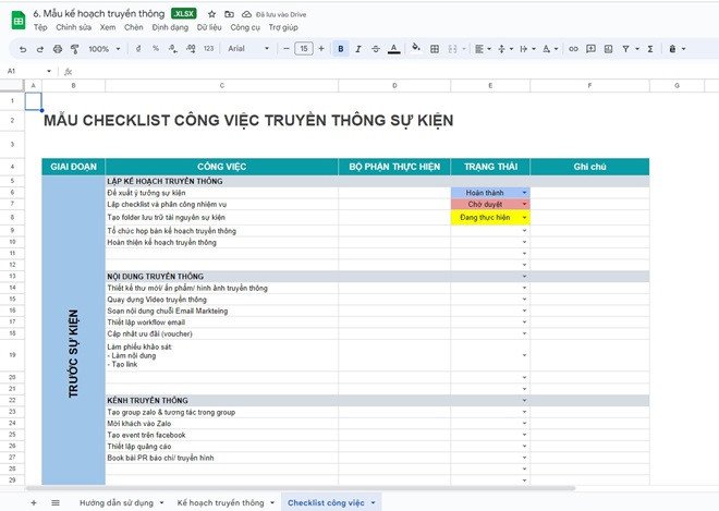 Mẫu kế hoạch marketing cho các hoạt động truyền thông