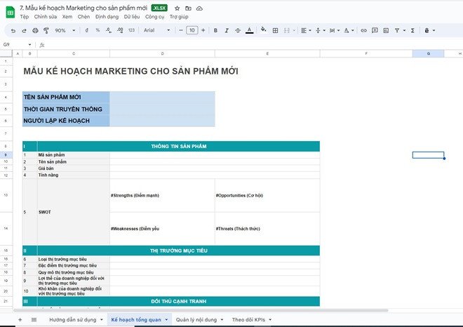 Mẫu kế hoạch marketing cho sản phẩm mới