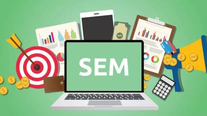 Mẫu quảng cáo trên công cụ tìm kiếm (SEM) hiển thị kết quả hàng đầu cho từ khóa