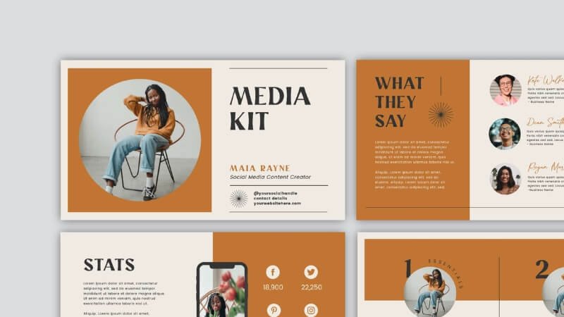 Media Kit điện tử hiển thị trên màn hình máy tính, tiện lợi để chia sẻ qua email và nền tảng số