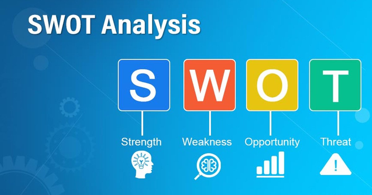 Mô hình phân tích SWOT bản thân với các yếu tố mạnh, yếu, cơ hội, thách thức